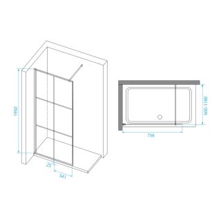 Душевая перегородка RGW Walk In WA-111B 80см чёрный 411011108-84
